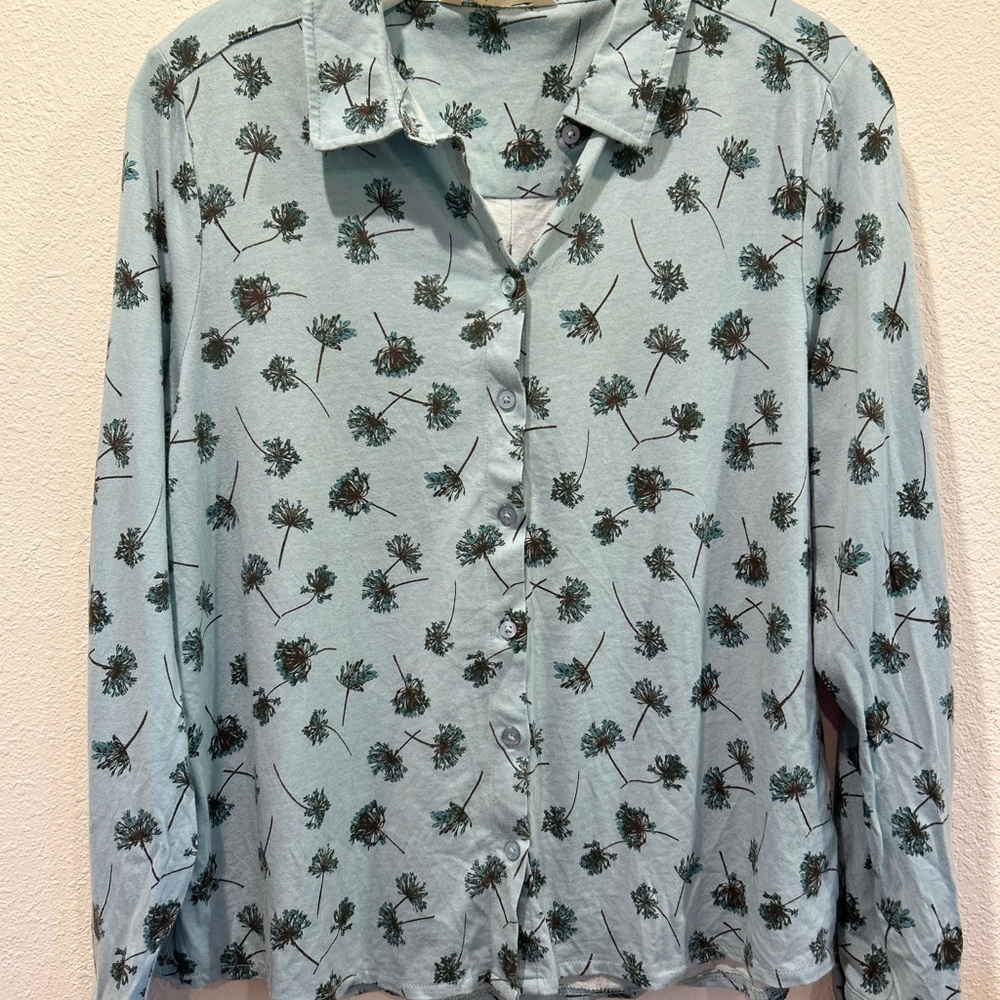 Women’s Woolover Chic Floral Button-Down Shirt in Blue size Large